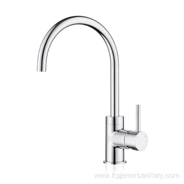 Modern brass gooseneck single handle kitchen tap
